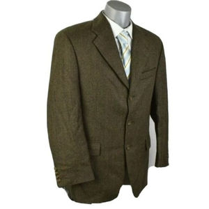 40R Ralph Lauren Wool Alpaca Brown Houndstooth Windowpane Jacket Sport Coat